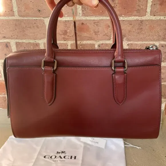 Coach x Selena Gomez Collection Bond Bow Bag Satchel Burgundy handbag purse - Picture 7 of 16